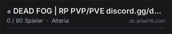 DEAD FOG | RP PVP/PVE discord.gg/deadfog 1pp in der DayZ-Serverliste von AR16