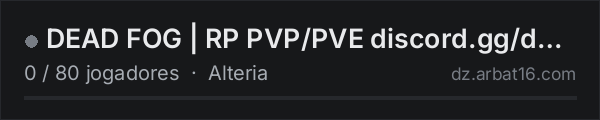 DEAD FOG | RP PVP/PVE discord.gg/deadfog 1pp na lista de servidores de DayZ da AR16