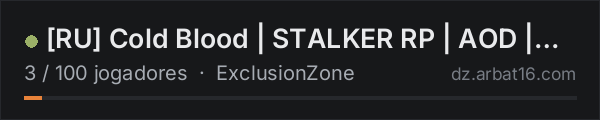 [RU] Cold Blood | STALKER RP | AOD | discord.gg/coldblood na lista de servidores de DayZ da AR16