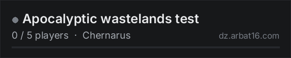 Apocalyptic wastelands test on the AR16 DayZ server list
