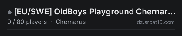 [EU/SWE] OldBoys Playground Chernarus on the AR16 DayZ server list