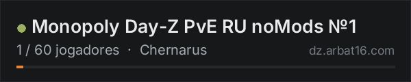 Monopoly Day-Z PvE RU noMods №1 na lista de servidores de DayZ da AR16