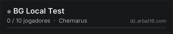 BG Local Test na lista de servidores de DayZ da AR16