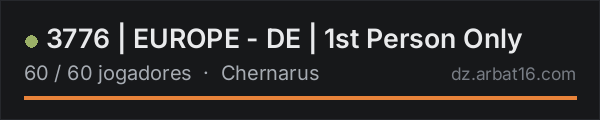 3776 | EUROPE - DE | 1st Person Only na lista de servidores de DayZ da AR16