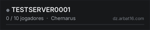 TESTSERVER0001 na lista de servidores de DayZ da AR16