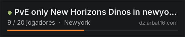 PvE only New Horizons Dinos in newyork - Wiped 10/15 na lista de servidores de DayZ da AR16