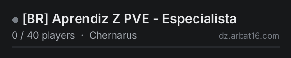 [BR] Aprendiz Z PVE - Especialista on the AR16 DayZ server list