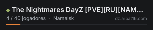 The Nightmares DayZ [PVE][RU][NAMALSK] na lista de servidores de DayZ da AR16