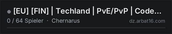 [EU] [FIN] | Techland | PvE/PvP | CodeLock in der DayZ-Serverliste von AR16