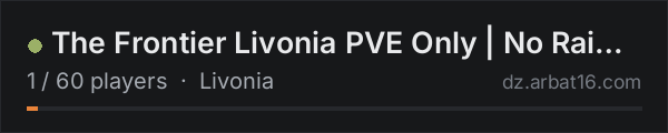 The Frontier Livonia PVE Only | No Raid| No PVP on the AR16 DayZ server list