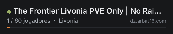 The Frontier Livonia PVE Only | No Raid| No PVP na lista de servidores de DayZ da AR16