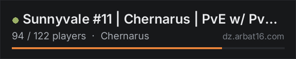 Sunnyvale #11 | Chernarus | PvE w/ PvP Zones on the AR16 DayZ server list