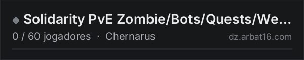 Solidarity PvE Zombie/Bots/Quests/Weapons/Vehicles/BOSSES na lista de servidores de DayZ da AR16
