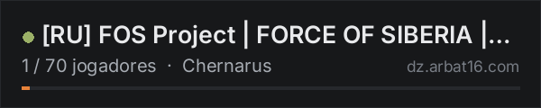[RU] FOS Project | FORCE OF SIBERIA | Vanilla++ na lista de servidores de DayZ da AR16