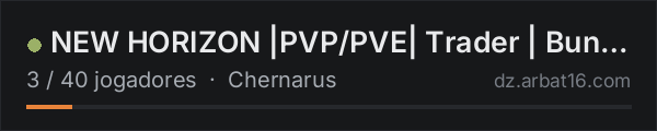 NEW HORIZON |PVP/PVE| Trader | Bunkera | Bots | Quest | na lista de servidores de DayZ da AR16