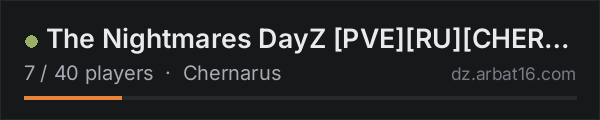 The Nightmares DayZ PVERUCHERNO-2 on the AR16 DayZ server list