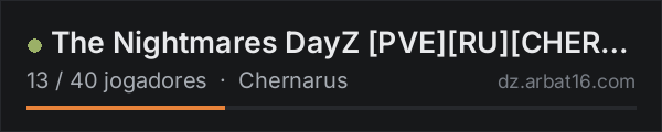 The Nightmares DayZ [PVE][RU][CHERNO]-2 na lista de servidores de DayZ da AR16