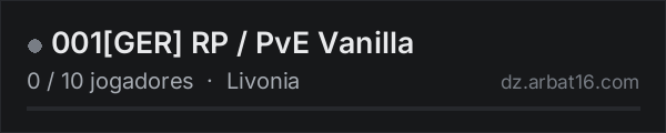 001GER RP / PvE Vanilla na lista de servidores de DayZ da AR16