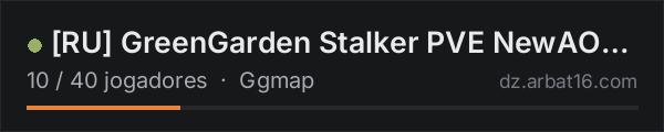 RU GreenGarden Stalker PVE NewAOD Cars na lista de servidores de DayZ da AR16