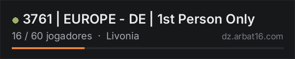 3761 | EUROPE - DE | 1st Person Only na lista de servidores de DayZ da AR16