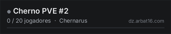 Cherno PVE #2 na lista de servidores de DayZ da AR16