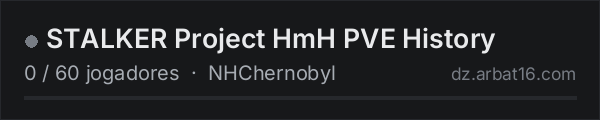 STALKER Project HmH PVE History na lista de servidores de DayZ da AR16