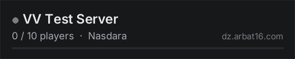 VV Test Server on the AR16 DayZ server list