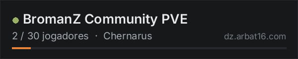 BromanZ Community PVE na lista de servidores de DayZ da AR16