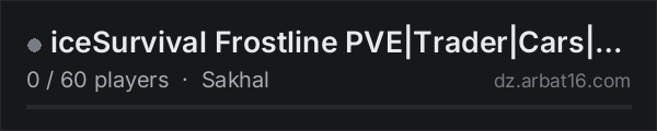 iceSurvival Frostline PVE|Trader|Cars|100kStart|RU/ENG on the AR16 DayZ server list