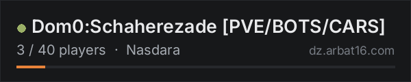 Dom0:Schaherezade [PVE/BOTS/CARS] on the AR16 DayZ server list