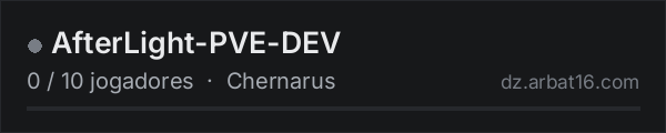 AfterLight-PVE-DEV na lista de servidores de DayZ da AR16