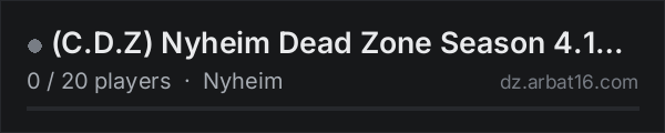 (C.D.Z) Nyheim Dead Zone Season 4.1 PVE on the AR16 DayZ server list