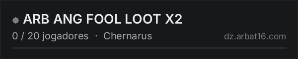 ARB ANG FOOL LOOT X2 na lista de servidores de DayZ da AR16