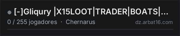 [-]Gliqury |X15LOOT|TRADER|BOATS|HELIS|EVENTS na lista de servidores de DayZ da AR16