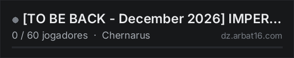 [TO BE BACK - December 2026] IMPERIUM PVP na lista de servidores de DayZ da AR16