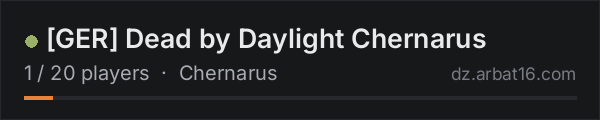 GER DeadbyDaylight Chernarus on the AR16 DayZ server list