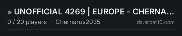 UNOFFICIAL 4269 | EUROPE - CHERNARUS2035 on the AR16 DayZ server list