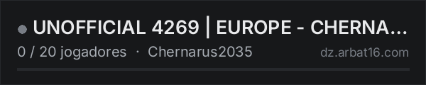 UNOFFICIAL 4269 | EUROPE - CHERNARUS2035 na lista de servidores de DayZ da AR16