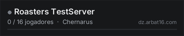 Roasters TestServer na lista de servidores de DayZ da AR16