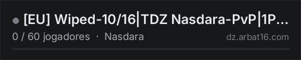 [EU] Wiped-10/16|TDZ Nasdara-PvP|1PP|6P|BBP|Mods|DoorRaidOnly na lista de servidores de DayZ da AR16