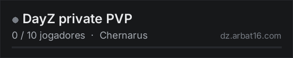 DayZ private PVP na lista de servidores de DayZ da AR16