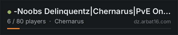 -Noobs Delinquentz|Chernarus|PvE Only|NoPvP- on the AR16 DayZ server list