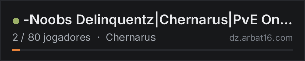 -Noobs Delinquentz|Chernarus|PvE Only|NoPvP- na lista de servidores de DayZ da AR16