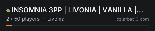 INSOMNIA 3PP | LIVONIA | VANILLA | WIPE 15.10 on the AR16 DayZ server list