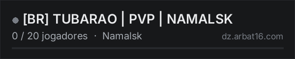 [BR] TUBARAO | PVP | NAMALSK na lista de servidores de DayZ da AR16