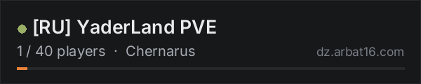 RU YaderLand PVE on the AR16 DayZ server list
