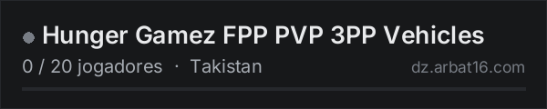 Hunger Gamez FPP PVP 3PP Vehicles na lista de servidores de DayZ da AR16