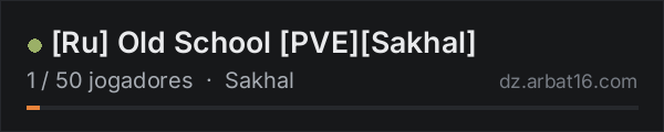 [Ru] Old School [PVE][Sakhal] na lista de servidores de DayZ da AR16