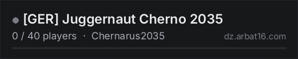 GER Juggernaut Cherno 2035 on the AR16 DayZ server list