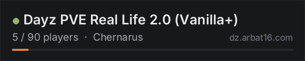 Dayz PVE Real Life 2.0 (Vanilla+) on the AR16 DayZ server list